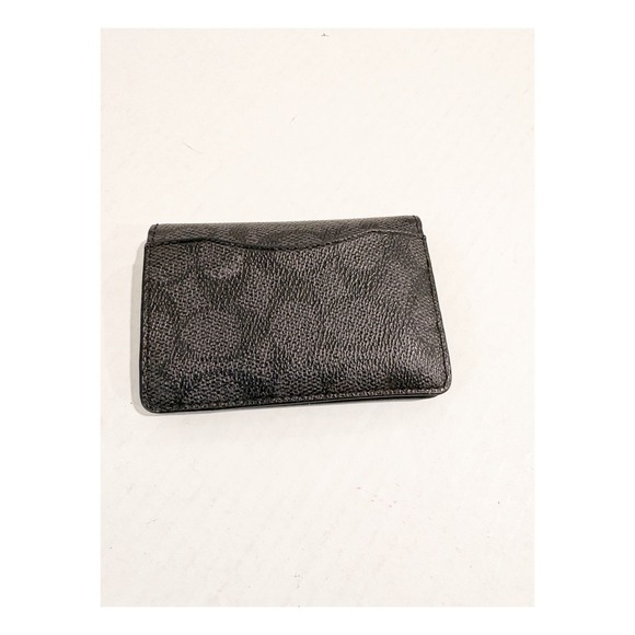 Coach Other - Coach Mens Signature Canvas Bifold Card Case Wallet Charcoal Black Monogram